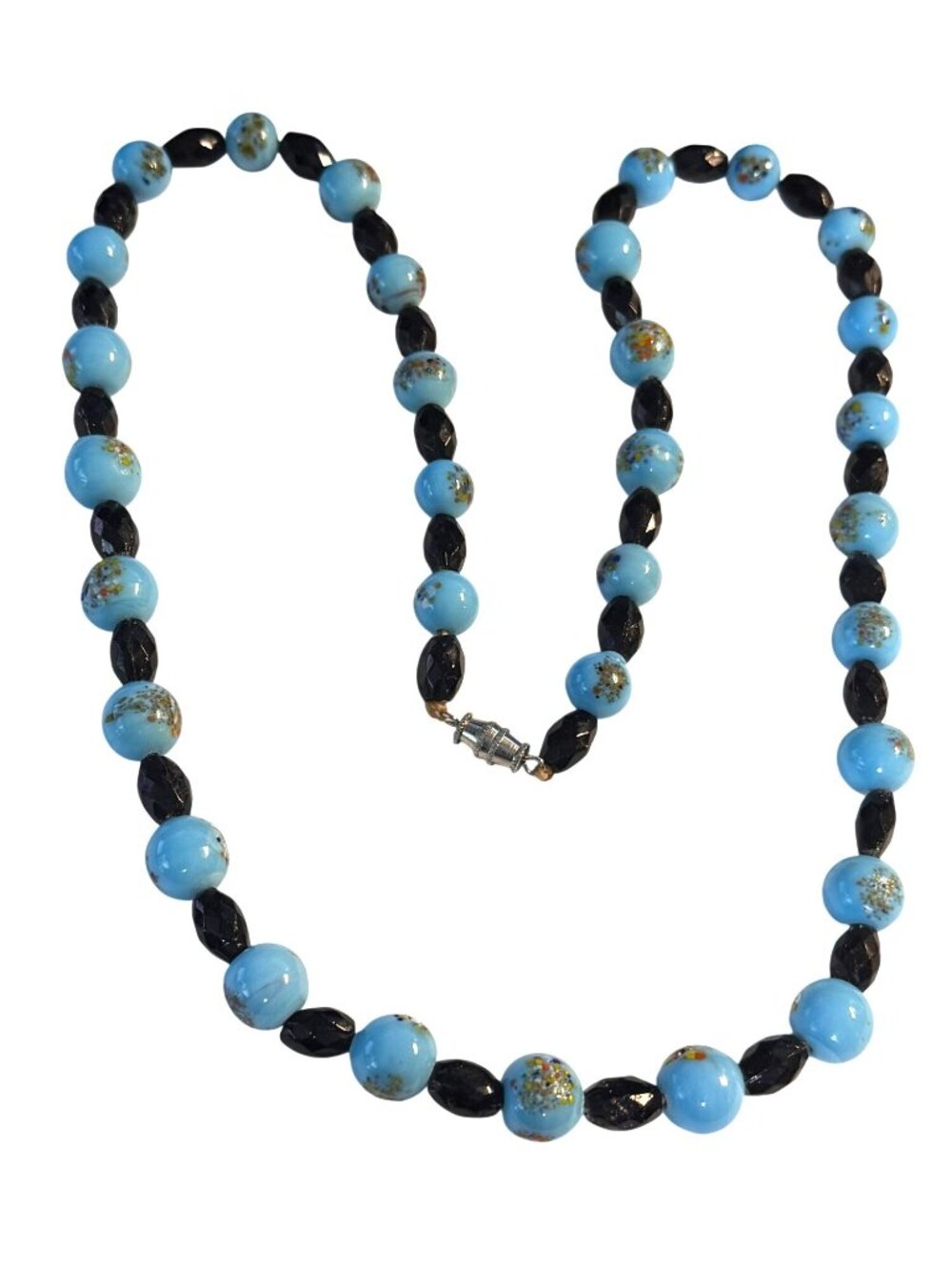 Vintage Lampwork Art Glass Frit Bead Necklace Earrings Czech Glass 24" Set - Picture 5 of 7